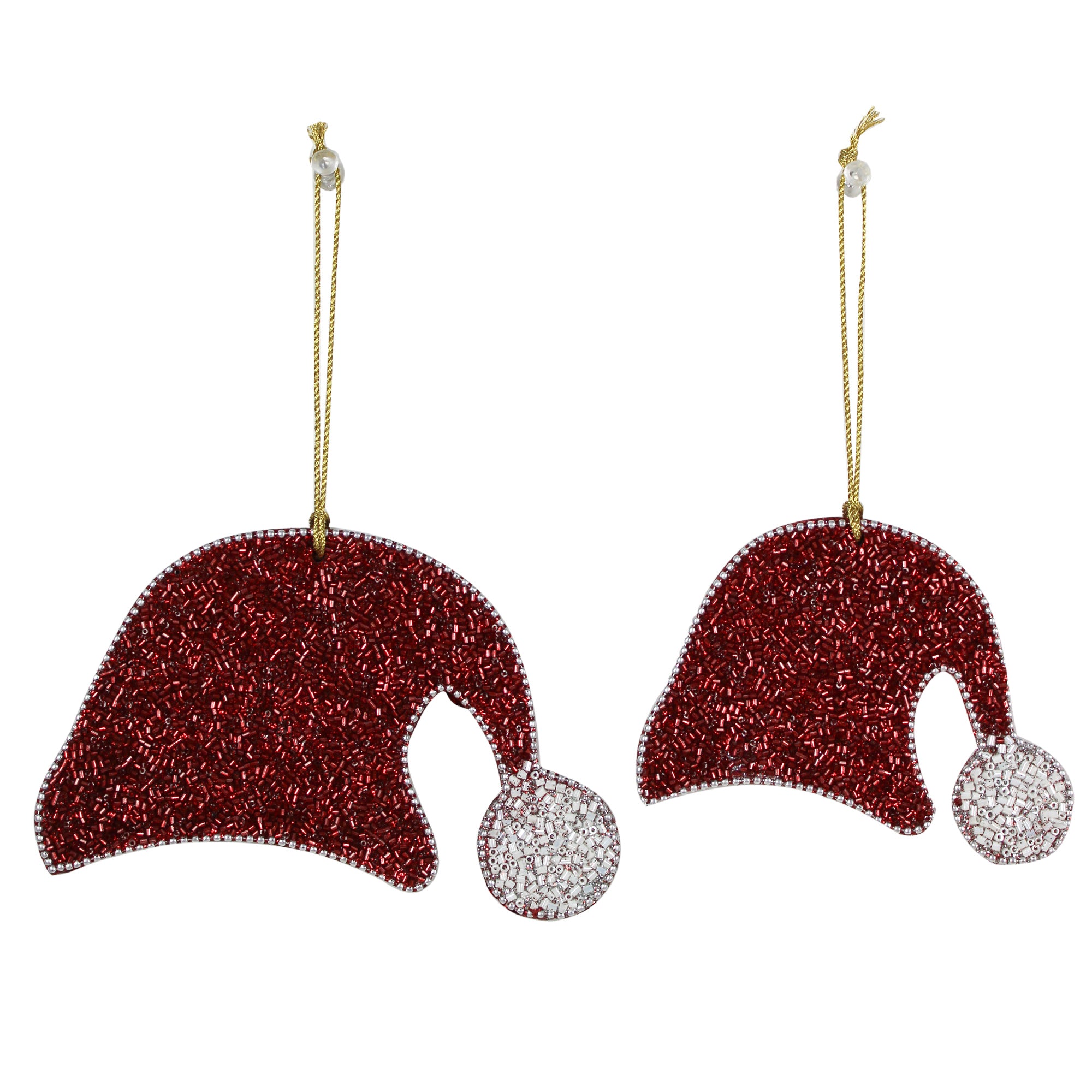 Set of 2 Christmas Cap Shaped Hanging Ornament